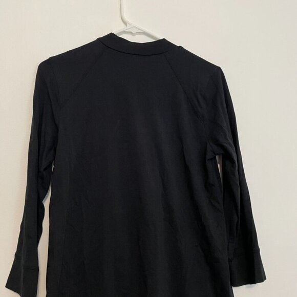 LOGO BY LORI GOLDSTEIN Principles 3/4 Sleeve Mock Neck Top Solid Black Cotton S - Picture 13 of 15